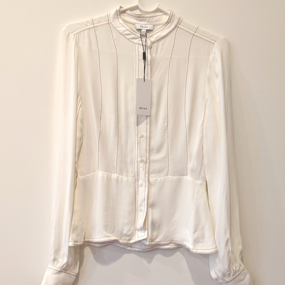NWT REISS beautiful cream blouse with caramel